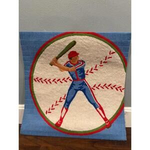 Vintage 1980 Bernat 'Home Run' Quick Stitch Needlepoint | Baseball Player